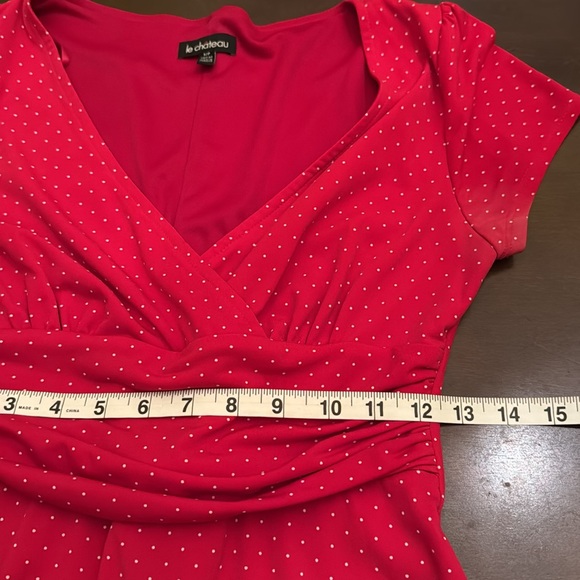 La Chateau Red Polka Dot Dress - Elegant, Flattering Fit - Picture 11 of 12